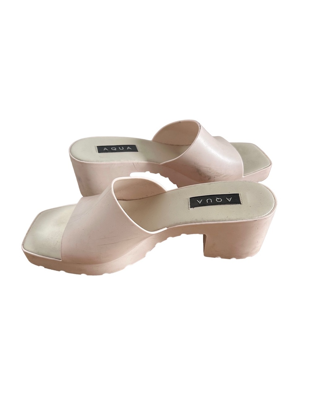 Aqua Pale Pink Chunky Platform Slide Sandals